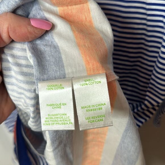 Lilly Pulitzer Beacon Navy Blue White Stripe Quarter Sleeve Mini Sleeve Dress. S - Picture 7 of 9